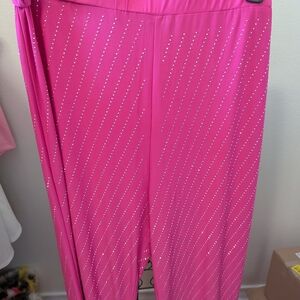 Pink Rhinestone Embellished Pants